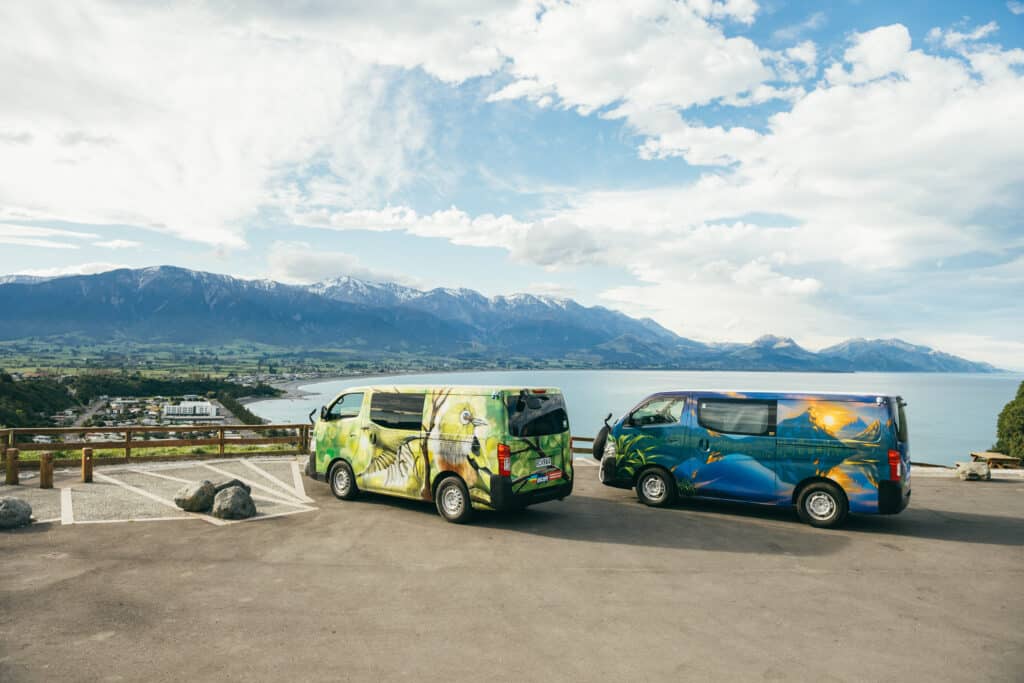 Big mountains, open roads and plenty of stops along the way. 2 Campervans with Big mountains, open roads and plenty of stops along the way.