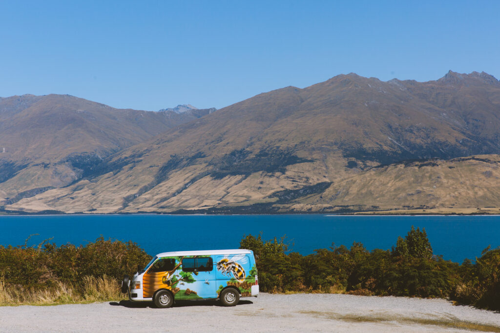 Lake Wanaka with campervan