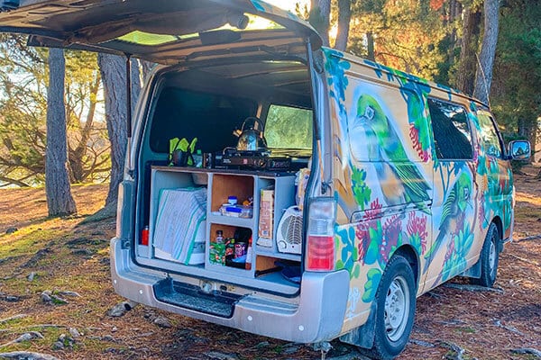 Escape Rentals campervans interior full kitchen