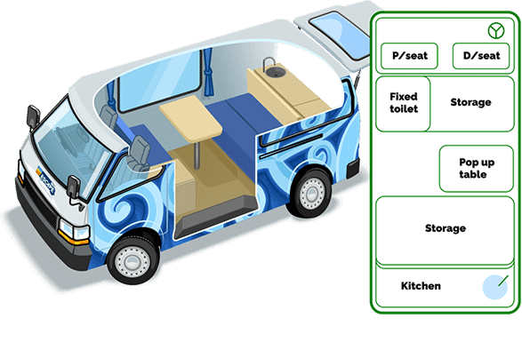 Escape Self Contained Day Time Van Escape Self Contained Day Time Campervan configuration