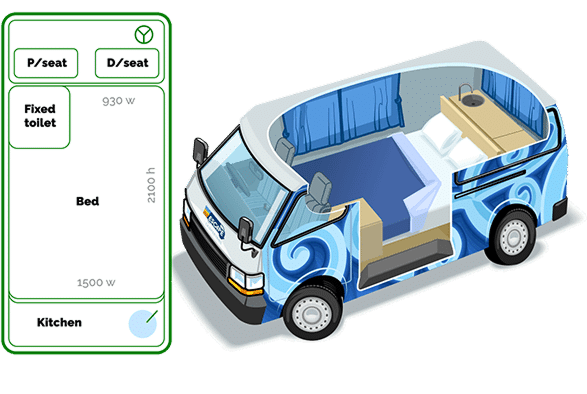 Escape Self Contained Night Time Van Escape Self Contained Night Time Van configuration