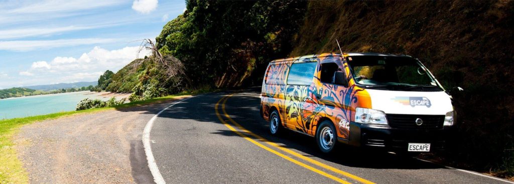 Escape Rentals campervan on the road