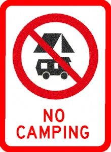 no overnight wild camping sign