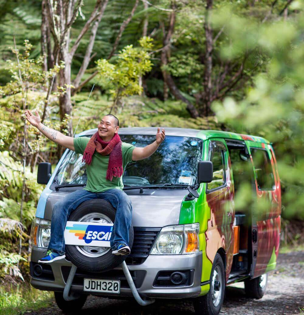 Escape Rentals campervan on the road